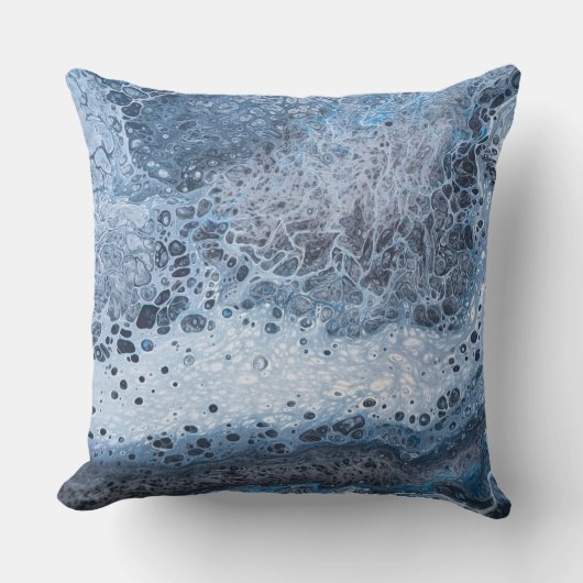 Abstract Blue & Gray Ocean Drift クッション (正面)