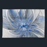 Abstract Blue Gray Watercolor Fractal Art Flower キッチンタオル<br><div class="desc">Unique fantasy flower with shades of blue and gray, abstract and elegant.
Design for your kitchen towel and more.</div>