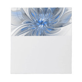 Abstract Blue Gray Watercolor Fractal Art Flower ノートパッド