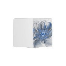 Abstract Blue Gray Watercolor Fractal Art Flower