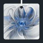 Abstract Blue Gray Watercolor Fractal Art Flower メタルオーナメント<br><div class="desc">A unique fantasy flower with shades of blue and gray,  abstract and elegant.
Design for your square metal ornament and more.</div>