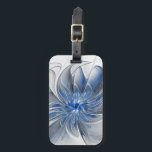 Abstract Blue Gray Watercolor Fractal Art Flower ラゲッジタグ<br><div class="desc">Unique fantasy flower with shades of blue and gray,  abstract and elegant.
Design for your luggage tag and more.</div>