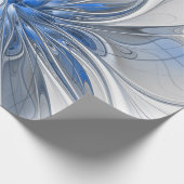Abstract Blue Gray Watercolor Fractal Art Flower ラッピングペーパー (角)