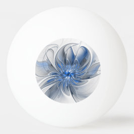 Abstract Blue Gray Watercolor Fractal Art Flower 卓球ボール