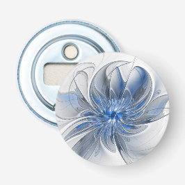 Abstract Blue Gray Watercolor Fractal Art Flower 栓抜き