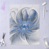 Abstract Blue Gray Watercolor Fractal Art Flower 薄葉紙 (クラフト)