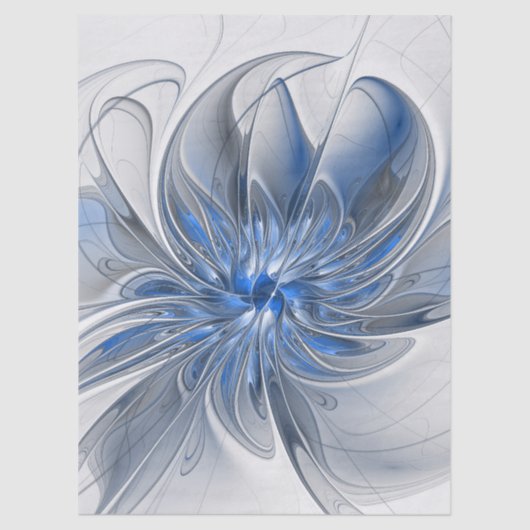 Abstract Blue Gray Watercolor Fractal Art Flower 薄葉紙 (正面)