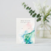 Abstract Blue Green Blush Watercolor Agate Earring 名刺 (スタンド正面)