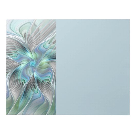 Abstract Blue Green Butterfly Fantasy Fractal Art ノートパッド (正面)