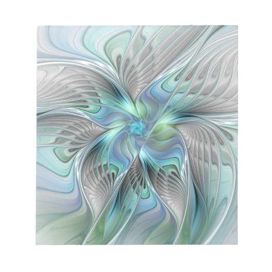 Abstract Blue Green Butterfly Fantasy Fractal Art ノートパッド (正面)