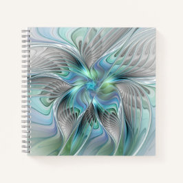 Abstract Blue Green Butterfly Fantasy Fractal Art ノートブック