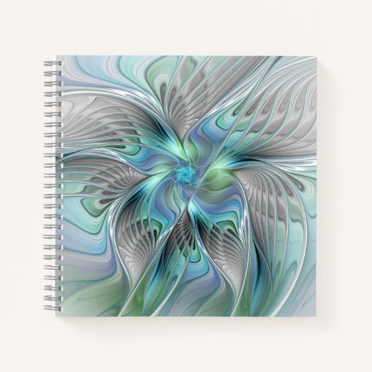 Abstract Blue Green Butterfly Fantasy Fractal Art ノートブック (正面)