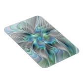Abstract Blue Green Butterfly Fantasy Fractal Art マグネット (右側)