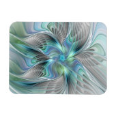 Abstract Blue Green Butterfly Fantasy Fractal Art マグネット (横)
