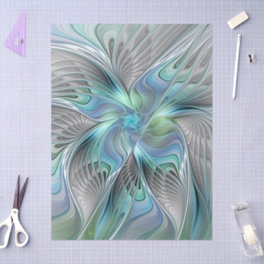 Abstract Blue Green Butterfly Fantasy Fractal Art 薄葉紙 (クラフト)
