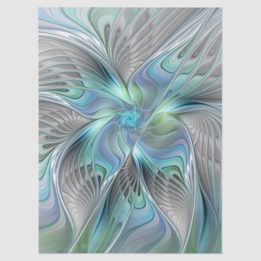 Abstract Blue Green Butterfly Fantasy Fractal Art 薄葉紙 (正面)