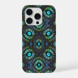 Abstract blue green eye mosaic iPhone 15 proケース