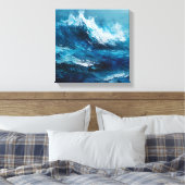 Abstract Blue Ocean Wave Impasto Canvas Art キャンバスプリント (インサイチュ (寝室))