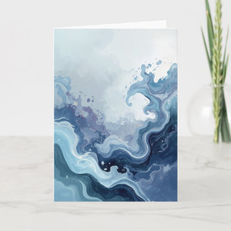 Abstract Blue Ocean Waves Peaceful Greeting Card カード