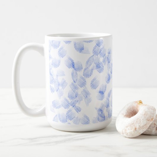 Abstract Blue Paint Brush Strokes Pattern コーヒーマグカップ (ドーナツ)