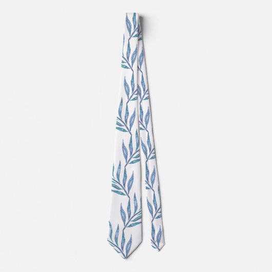 Abstract blue palm leaves ネクタイ (正面)