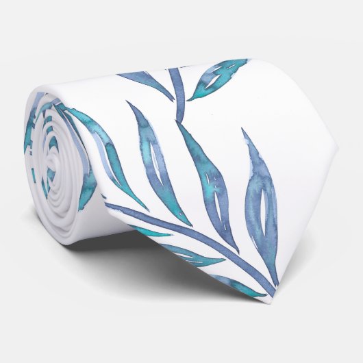 Abstract blue palm leaves ネクタイ (ロール)