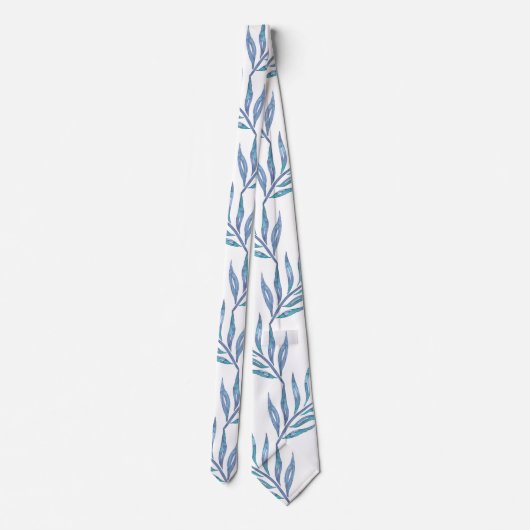 Abstract blue palm leaves ネクタイ (裏面)