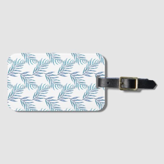 Abstract blue palm leaves ラゲッジタグ (正面横)