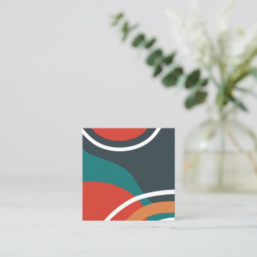 Abstract blue red white line art スクエア名刺 (スタンド正面)