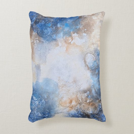 Abstract Blue & Sand Textured Clouds アクセントクッション (正面(垂直))