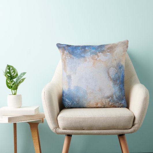 Abstract Blue & Sand Textured Clouds クッション (椅子)