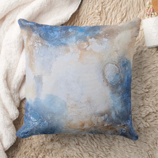 Abstract Blue & Sand Textured Clouds クッション (ブランケット)
