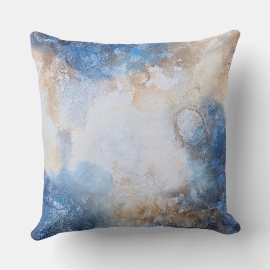 Abstract Blue & Sand Textured Clouds クッション (裏面)
