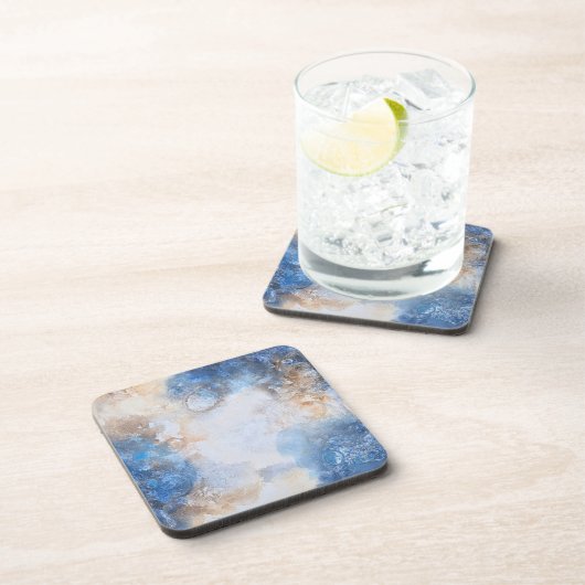 Abstract Blue & Sand Textured Clouds コースター (右側)