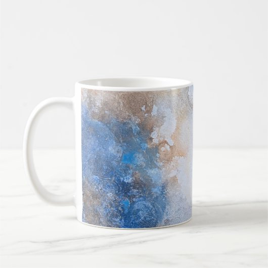 Abstract Blue & Sand Textured Clouds コーヒーマグカップ (左)