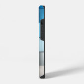 Abstract blue toned cubes Butterfly  Monogram  iPhoneケース (左側面)