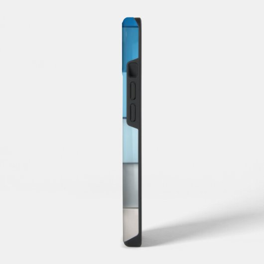 Abstract blue toned cubes Butterfly  Monogram  iPhoneケース (左側面)