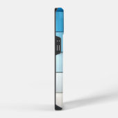 Abstract blue toned cubes Butterfly  Monogram  iPhoneケース (右側面)