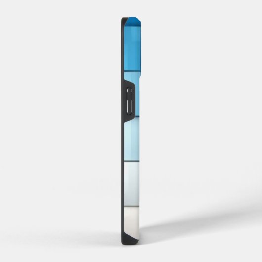 Abstract blue toned cubes Butterfly  Monogram  iPhoneケース (右側面)