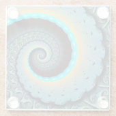 Abstract Blue Turquoise Orange Fractal Art Spiral ガラスコースター (裏面)