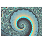 Abstract Blue Turquoise Orange Fractal Art Spiral テーブルクロス (正面(横))
