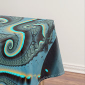 Abstract Blue Turquoise Orange Fractal Art Spiral テーブルクロス (インサイチュ)