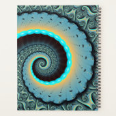 Abstract Blue Turquoise Orange Fractal Art Spiral プランナー手帳 (裏面)