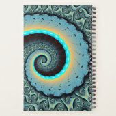 Abstract Blue Turquoise Orange Fractal Art Spiral プランナー手帳 (裏面)