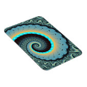 Abstract Blue Turquoise Orange Fractal Art Spiral マグネット (右側)
