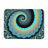 Abstract Blue Turquoise Orange Fractal Art Spiral マグネット (横)