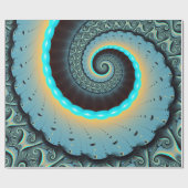 Abstract Blue Turquoise Orange Fractal Art Spiral ラッピングペーパー (フラット)