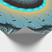 Abstract Blue Turquoise Orange Fractal Art Spiral ラッピングペーパー (角)