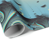 Abstract Blue Turquoise Orange Fractal Art Spiral ラッピングペーパー (ロールコーナー)