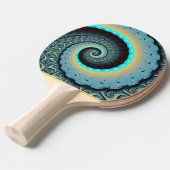 Abstract Blue Turquoise Orange Fractal Art Spiral 卓球ラケット (正面アングル)